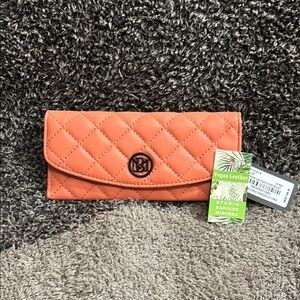 Badgley Mischka Orange Clutch with Quilted Design